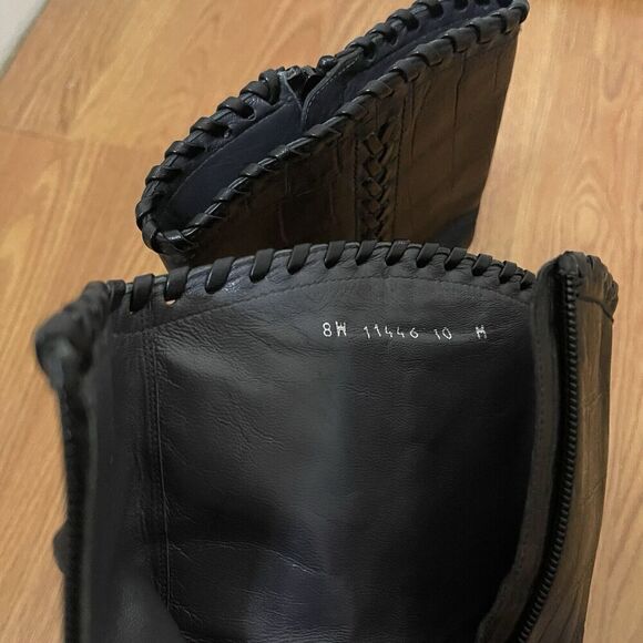 STUART WEITZMAN black crocodile leather western point toe boots size 8W - Picture 9 of 10